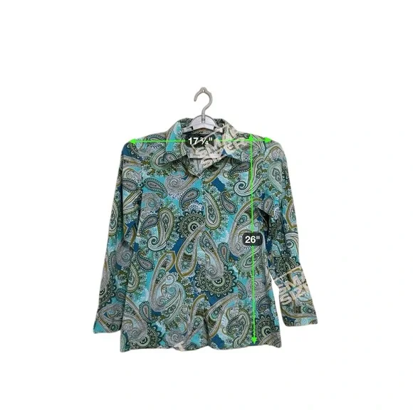 Tommy Bahama Top Women's‎ 10 Multi Color Paisley Button Up Long Sleeve Blouse - Picture 12 of 12